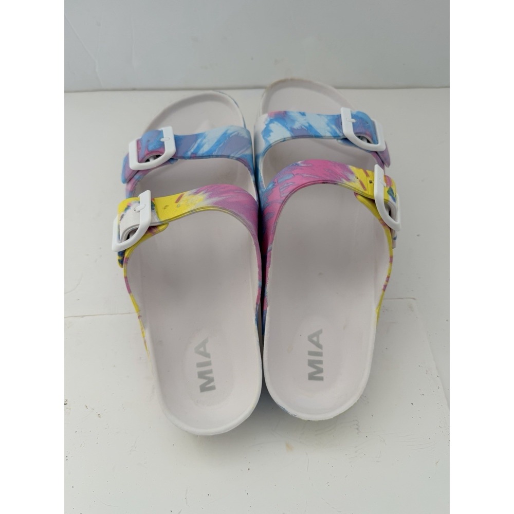 MIA Jasmin Tie-Dye Dual‎ Buckle Slide Sandals Womens Size 8M Colorful